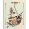 LANARTE Kit Punto Croce Contato NUTRIRE Gli Uccelli Decorativi per Pareti ca. 12,5 x 15,5 cm Set Fai da Te Creativo Adulti Ricamo Casa Decor Arte da Parete Kit per Hobby Cross Stitch