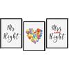 Hygge Creations Mr Right & Mrs Always Right, confezione da 3 pezzi, formato A3, con cornice nera
