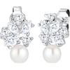 Elli Orecchini da donna con perle d'acqua dolce e zirconi marchese, in argento sterling 925, Sfaccettatura, Zirconia cubica