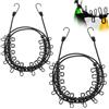 COM-FOUR® Stendibiancheria da viaggio 2X - 180-350 cm per filo - stendibiancheria da campeggio con elastico riflettente - stendibiancheria con 12 clip metalliche ciascuno (nero/nero)
