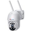 ctronics Telecamera wifi esterno con Visione Notturna a Colori, 1080p PTZ Zoom Digitale IP Videocamera di Sorveglianza con Pan 355° e Tilt 90° Auto Tracking Movimento Rilevazione Audio Bidirezionale