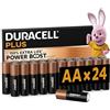 DURACELL Batterie Plus AA (Confezione da 24) - Batterie Alcaline da 1,5 V - Fino al 150% di durata extra con Attivi POWER BOOST- Affidabilità per i dispositivi di utilizzo quotidiano -MN1500