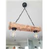 Solenzo - Lampadario a Sospensione in Legno e Corda Stile Industriale Rustico Chic 2 Lampadine (E27)