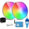 LyLmLe Luce Piscina LED Riempito di Resina,35W PAR56 Lampada LED Sincronizzato Multicolore RGB Dimmerabile con Telecomando, 140° angolo del fascio, IP68 Impermeabile, 12V AC(2 lampada)