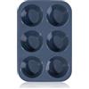 Folksy Super Kitchen SUPER KITCHEN Stampo Antiaderente Grande in Silicone con 6 Stampi Muffin, Teglia da Muffin con Rivestimento Antiaderente per Muffins, Cupcake 27,8 x 19 x 5 cm (Grigio)
