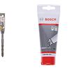 Bosch - Punte per martelli perforatori SDS plus 5, grigio, 1618596183 + 2608002021 Tubetto di Grasso lubrificante da 100 ml, Blu