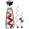 WMF Caraffa Acqua Basic in Nero/Coperchio Colore: Argento 1,0l Altezza 29 cm Chiusura di Lenti in Vetro Acciaio Inox Cromargan® e Due Spiedini di Frutta