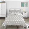 Bloomsbury Mill - Set Copripiumino Piazza e Mezza - Grigio & Bianco Stelle - Lenzuola Letto Reversibile Per Ragazzi/Ragazee - Set Di Biancheria Da Letto Per Bambini - 200 x 200cm e 2 Federe