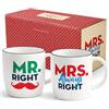 Triple Gifffted Gifffted Tazza Duo Mr Right Et Mrs Always Right, Tazza originale idea regalo di compleanno matrimonio, per coppia, donna, uomo, amico, amante, lei, lui, Natale, caffè, umorismo