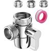 Roscid Deviatore Doccia 3 Vie G1/2, Valvola Deviatore Doccia 3 vie M22-M24, M22-G1/2, Valvola di Deviazione per Lavandino, Cucina o Bagno, Grigio(Rubinetto non incluso)