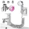 Roscid Set Doccetta per Lavandino con Tubo Doccia Estensibile 2M, Set Soffione Doccia con Tubo per Lavandino, Doccino per Doccia, Bagno, Cucina, Bidet, Tubo Grigio