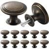TsunNee - 12 pomelli vintage per armadietti, eleganti pomelli per cassetti, maniglie in stile antico per credenza della cucina, pomelli rotondi da 30 mm per ante di mobili, colore bronzo