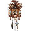 Eble Orologio a cucù in vero legno, movimento al quarzo alimentato a batteria, dipinto, 22 cm