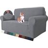 MAXIJIN Copridivano super elasticizzato per divano a 2 posti, coprisedili 1 pezzo Coprisedili jacquard Copridivano per cani Pet Friendly Fodera per divanetto aderente (2 posto, Grigio Chiaro)