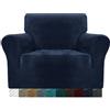 MAXIJIN Coprisedili in velluto spesso per poltrone Copridivano elasticizzato 1 posto Cani Gatto Pet Soggiorno Coprisedile 1 pezzo Fodera per sedia con braccioli (1 posto, Velluto Blu Navy)
