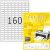 TopStick Etichette multiuso autoadesive, 160 etichette per foglio A4, 100 fogli, 22 x 12 mm, 16000 etichette, etichette adesive universali vuote, per stampanti laser e inkjet, bianco