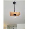 Solenzo - Lampadario a sospensione in legno e corda, stile industriale, rustico, da campagna, alla moda, 1 lampadina (E27)