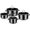 GSW 255417 - Batteria di pentole Profi-Black-Star, 4 Pezzi