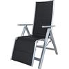 Chicreat Sedia a Sdraio Relax Pieghevole, Struttura in Alluminio, Argento/Nero