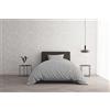 Italian Bed Linen Set Copripiumino 100% Cotone Natural Color, Made in Italy - Parure Copri Piumino - Sacco Piumone 200x200 cm con Doppia Patella e Federa Cuscino, Piazza e Mezza, Grigio Chiaro/panna