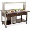 Carrello buffet refrigerato con Parafiato fisso - lampade a LED - Capacità 3 GN 1/1 - SENZA Rubinetto - Color Wengè