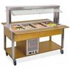 Carrello buffet refrigerato con Parafiato mobile - lampade a LED - Capacità 6 GN 1/1 - Color Rovere - CON Rubinetto di scarico (Obbligatorio per il pesce)