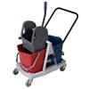 Carrello pulizia lavaggio pavimenti su ruote con 2 secchi e strizzatore