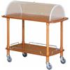 Carrello in legno per dolci con cupola in plexiglass. Dim.cm. 110x55x107H - Noce