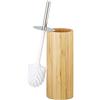 Relaxdays Portascopino WC da Bagno, Contenitore in Bambù Rotondo Scopettino con Supporto HxD: 37,5x10,5 cm, Beige