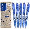 PILOT - Set di 5 FriXion Ball 05 - Penna a Inchiostro termico Cancellabile - Penna roller Ricaricabile - Blu - Punta Fine