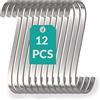 Praknu 12 Ganci Metallici a Forma di S Piatti in Acciaio Inox - Piccoli 8cm - Fino a 25kg di Carico - Gancio a S in Metallo