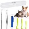MELLIEX 6pcs Pinzette per Zecche in Acciaio Inossidabile, Pinza per Zecche Tick Gancio Penna di Rimozione per Cani e Gatti