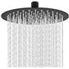 Drenky Soffione doccia rotondo fisso da 20,3 cm, in acciaio inox 304 nero, girevole a 180°, potente spray ad alta pressione, soffione fisso per bagno