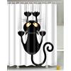 Leashy Tenda da doccia, design divertente con simpatico gatto, impermeabile, antimuffa, con ganci inclusi