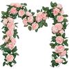 SHACOS 3 Pezzi da 600 cm Artificiale Ghirlanda di Peonia Rosa Artificiale Fiori di Seta Appesa Rattan Ghirlanda Simulazione Pianta Rampicante per Casa di Nozze Giardino Recinzione Decorazione Della