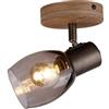Chericoni Sylvie Spot - 1 luce - Acciaio nero con legno vintage e vetro fumé