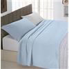 Italian Bed Linen Completo Letto 100% Cotone Natural Color, Azzurro/Grigio Chiaro, Matrimoniale