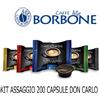 CAFFE' BORBONE KIT 200 CAPSULE CIALDE BORBONE BLU ORO NERA ROSSA DEK COMPATIBILE DON CARLO