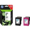 Hp - Confezione 2 cartucce ink originale - 301 - C-M-Y-K - N9J72AE - C-M-Y 165 pag - K 190 pag (unità vendita 1 pz.)