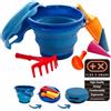 Schildkröt Set Giochi da Sabbia 7 Pezzi con Secchiello Pieghevole | Set da 7 pezzi con secchiello pieghevole da 3 L, setaccio, paletta, rastrello e stampi; compatto per viaggi