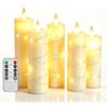 Da by 5 Candele LED Avorio in Cera Naturale, Luci Fatate Avvolgenti, Fiamma Tremolante Ultra Realistica, 1 Telecomando, 5 Misure Assortite, Riutilizzabili per Decorazioni Casa, Feste ed Eventi