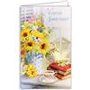Afie Biglietto Felice Compleanno PORTABIGLIETTI interno Mazzo di Fiori Girasoli Myosotis Giglio Goffratura carta in rilievo