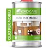 Nordicare Olio per mobili [1L] Olio per legno per la manutenzione incolore per rovere, faggio, larice. Mordente per legno a base di olio di lino