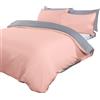 Brentfords - Set 1 copripiumino reversibile e 2 federe abbinate, Grigio/Rosa, Doppio (matrimoniale)