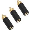 VCE - Adattatore da Jack Mono Femmina 3,5 mm a RCA Maschio, Placcato in Oro, Confezione da 3