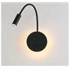 Budbuddy 3+8W LED Lampada da lettura luce di lettura nero Lampada da comodino per la lettura a letto, flessibile a collo di cigno flessibile, luce notturna in alluminio (nero/Bianco caldo-2)