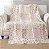 Qucover Patchwork Copriletto Trapuntato Singolo 150x200 cm Trapuntino Leggero Per Primaverile Estivo Coperta in Cotone Copriletto Shabby Floreale Rosa per Ragazze Stile del Campagna