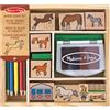 Melissa & Doug Timbri per Bambini - Set Stampi Cavalli in Legno, Lavoretti Creativi, Inchiostro Lavabile, Regalo per Feste, per Bambini, 4+ Anni