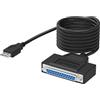 SABRENT Cavo USB Adattatore per Stampante, da USB 2.0 a Parallel DB25 IEEE 1284, Connettore femmina con dadi esagonali (1,8 m) (CB-1284)