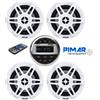 PIMAR RADIO STEREO BARCA MARINO BLUETOOTH-USB KIT CON 4 CASSE 150-WATT ACCESSORI